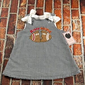 Toddlers House Divided Black and White Casual Gingham Dress with Overall Straps